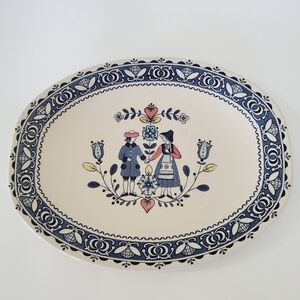 JOHNSON BROS Old Granite Hearts & Flowers Serving Platter 12 1/4 x 9 1/2" NICE!